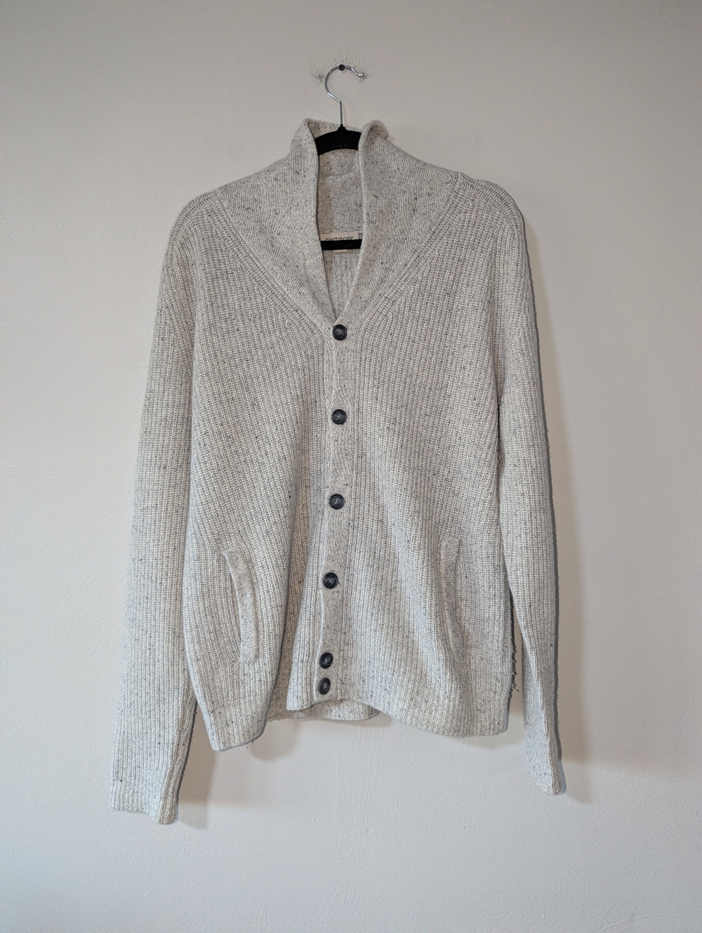 M Dartmoor Men's Grey Ribbed Cashmere Cardigan